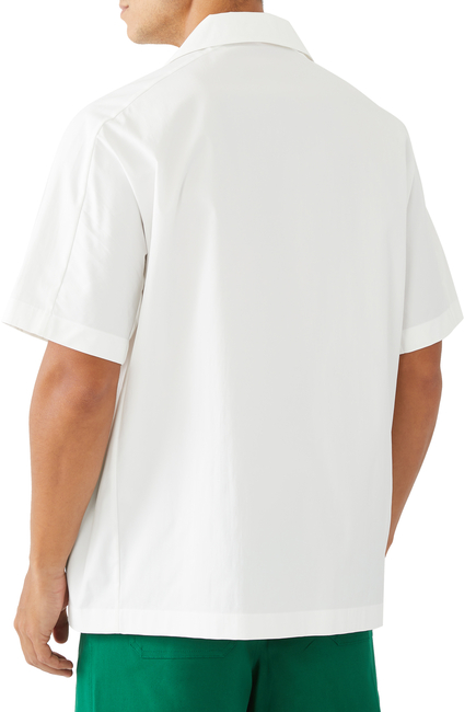 V Detail Cotton Bowling Shirt
